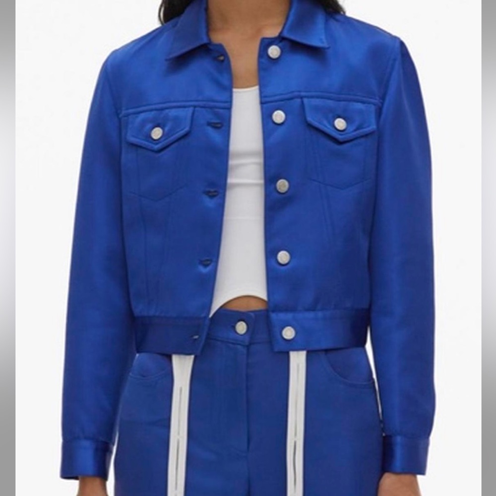 Helmut Lang Azure Blue Heavy Satin Jacket